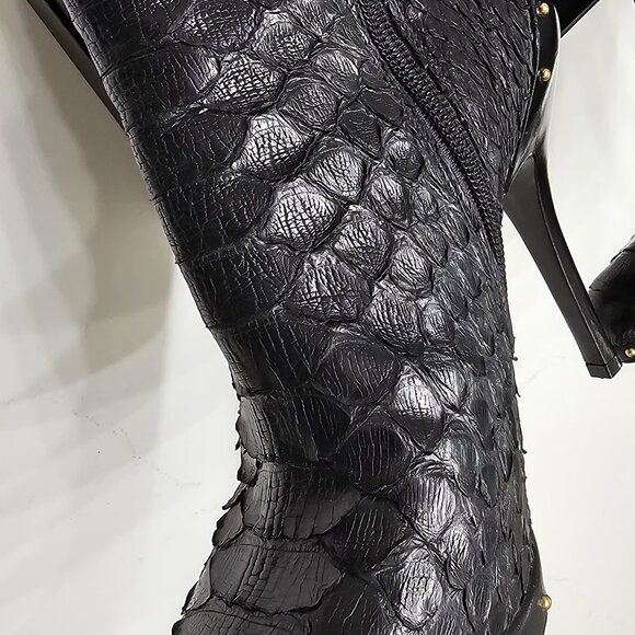 Original Gucci python over-the-knee stretch boots BLACK - Picture 13 of 16
